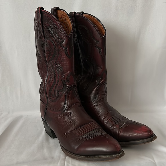 Lucchese Other - Lucchese 2000 Red Brown Men’s Leather Western Cowboy Boots Shoes **Size 9.5**